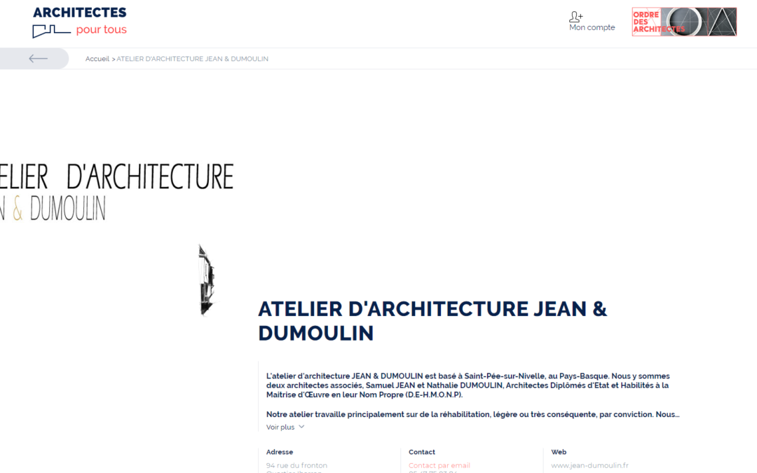 Architecte pour tous, l’annuaire en ligne de l’Ordre des Architectes.